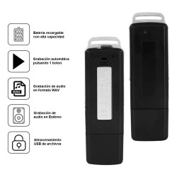 Mini Grabadora Voz Digital Espia USB 8GB 100 Horas